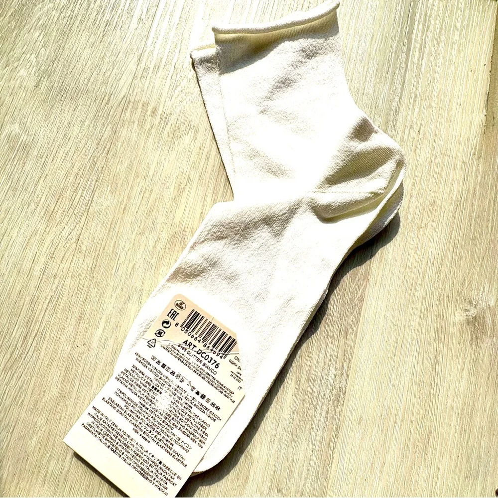 White Sparkle Glitter Ankle Socks NWT